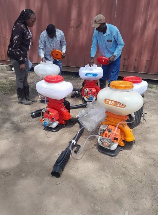 Farmer using agricultural equipment